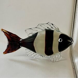 Glass Fish Figurine - Black and Brown